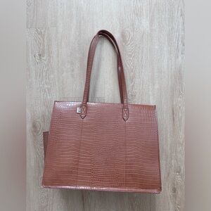 BEIS Work Tote (smaller size) - Cognac Croc Brown - Embossed Faux Leather